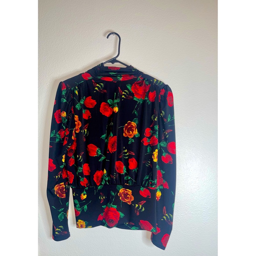 Black And Red Rose Tie Top